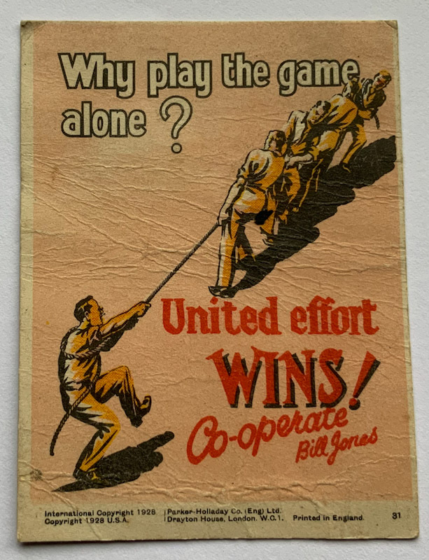 1928 Propaganda card by Parker Halladay USA Why play the game
